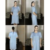 image:imageEkouaer Zip Up Robes for Women Short Zipper Front House Coats with Pockets  Short Sleeve Soft Duster Housecoat Ladies Robes Stretchy Zip Front Nightgown Lounger RobeLight Blue