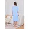 image:imageEkouaer Zip Up Robes for Women Short Zipper Front House Coats with Pockets  Short Sleeve Soft Duster Housecoat Ladies Robes Stretchy Zip Front Nightgown Lounger RobeLight Blue