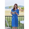 image:imageEkouaer Zip Up Robes for Women Short Zipper Front House Coats with Pockets  Short Sleeve Soft Duster Housecoat Ladies Robes Stretchy Zip Front Nightgown Lounger RobeBlue
