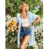 image:imageEkouaer Zipper Robes for Women Short Sleeve Housecoats Zip Up Nightgowns  Lace Lightweight Bathrobes Zipper Front House Coat with Pockets Soft Sleepwear Mumu Cute PrintFlower Light Blue
