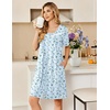 image:imageEkouaer Zipper Robes for Women Short Sleeve Housecoats Zip Up Nightgowns  Lace Lightweight Bathrobes Zipper Front House Coat with Pockets Soft Sleepwear Mumu Cute PrintFlower Light Blue