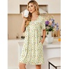 image:imageEkouaer Zipper Robes for Women Short Sleeve Housecoats Zip Up Nightgowns  Lace Lightweight Bathrobes Zipper Front House Coat with Pockets Soft Sleepwear Mumu Cute PrintYellow  Red Floral