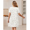 image:imageEkouaer Zipper Robes for Women Short Sleeve Housecoats Zip Up Nightgowns  Lace Lightweight Bathrobes Zipper Front House Coat with Pockets Soft Sleepwear Mumu Cute PrintWhite Colorful Florals