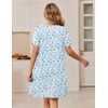 image:imageEkouaer Zipper Robes for Women Short Sleeve Housecoats Zip Up Nightgowns  Lace Lightweight Bathrobes Zipper Front House Coat with Pockets Soft Sleepwear Mumu Cute PrintFlower Light Blue
