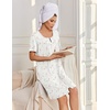 image:imageEkouaer Zipper Robes for Women Short Sleeve Housecoats Zip Up Nightgowns  Lace Lightweight Bathrobes Zipper Front House Coat with Pockets Soft Sleepwear Mumu Cute PrintWhite Colorful Florals