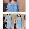 image:imageEkouaer Zipper Robes for Women Short Sleeve Housecoats Zip Up Nightgowns  Lace Lightweight Bathrobes Zipper Front House Coat with Pockets Soft Sleepwear Mumu Cute PrintLight Blue