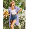 image:imageEkouaer Zipper Robes for Women Short Sleeve Housecoats Zip Up Nightgowns  Lace Lightweight Bathrobes Zipper Front House Coat with Pockets Soft Sleepwear Mumu Cute PrintPurple Dots