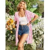 image:imageEkouaer Zipper Robes for Women Short Sleeve Housecoats Zip Up Nightgowns  Lace Lightweight Bathrobes Zipper Front House Coat with Pockets Soft Sleepwear Mumu Cute PrintPink Floral