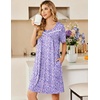image:imageEkouaer Zipper Robes for Women Short Sleeve Housecoats Zip Up Nightgowns  Lace Lightweight Bathrobes Zipper Front House Coat with Pockets Soft Sleepwear Mumu Cute PrintPurple Dots