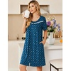 image:imageEkouaer Zipper Robes for Women Short Sleeve Housecoats Zip Up Nightgowns  Lace Lightweight Bathrobes Zipper Front House Coat with Pockets Soft Sleepwear Mumu Cute PrintPuppy Paws