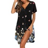 image:imageEkouaer Nightgowns for Women Button Down Night Gown with Pockets  Short Sleeve Sleepshirt V Neck Night Shirt Soft Pajamas Dress Casual Sleepwear for Labor Delivery Maternity NursingBlack Butterfly
