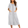 image:imageEkouaer Robes For Women Zipper Bathrobe Short Sleeve Duster With Pockets  Zipper Front House Coat Lightweight Sleepwear Plus Size Loungewear Ladies Nightgown for Mother Postoperative Gown SleepAwhite