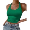image:imageEkouaer Women Halter Top Backless Scroop Neck Slim Stretchy Ribbed Knit Camisole Crop Tops SXXLGreen