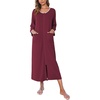image:imageEkouaer Women Robe Zipper House Coat Full Length Nightgowns with Pockets  Pockets V Neck Soft and Comfy