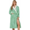 image:imageEkouaer Womens Robe Long Winter Plush Soft Bathrobe with Pockets SXXL  Ekouaer Jacquard Color Block Robes Shawl Collar Long Sleeve Fuzzy Bath Robes Fleece SleepwearGrey Green