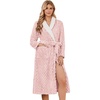 image:imageEkouaer Womens Robe Long Winter Plush Soft Bathrobe with Pockets SXXL  Ekouaer Jacquard Color Block Robes Shawl Collar Long Sleeve Fuzzy Bath Robes Fleece SleepwearC Pink
