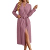 image:imageEkouaer Womens Robes Long Bathrobe Ribbed Knit Kimono Robe Soft Sleepwear  Lightweight Robes with Pockets Casual Ladies Loungewear Long Sleeves Midcalf LengthDusty Rose