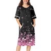 image:imageEkouaer Zip Up Robes for Women Short Zipper Front House Coats with Pockets  Short Sleeve Soft Duster Housecoat Ladies Robes Stretchy Zip Front Nightgown Lounger RobeCherry Blossoms