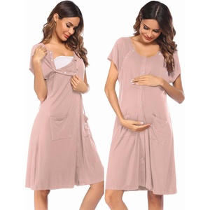 image:imageEkouaer Labor Delivery Gown Nursing Braeastfeeding Dress Maternity ClothesDirty Pink