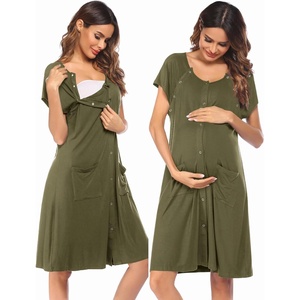 image:imageEkouaer Labor Delivery Gown Nursing Braeastfeeding Dress Maternity ClothesGreen