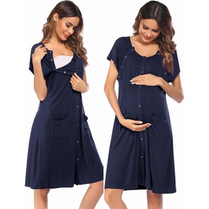 image:imageEkouaer Labor Delivery Gown Nursing Braeastfeeding Dress Maternity ClothesNavy Blue