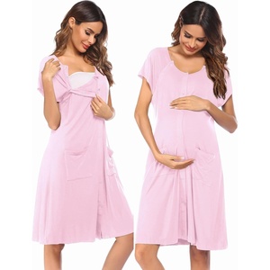 image:imageEkouaer Labor Delivery Gown Nursing Braeastfeeding Dress Maternity ClothesPink