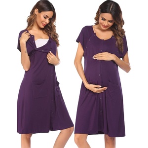 image:imageEkouaer Labor Delivery Gown Nursing Braeastfeeding Dress Maternity ClothesPurple