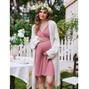 image:imageEkouaer Labor and Delivery Gown for Hospital V Neck Maternity Nursing Dress  Birthing Gown Open Back Button closure Skinfriendly Short Sleeve Split Front Flap Stretchy Breastfeeding CsectionGrey Purple