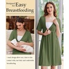 image:imageEkouaer Labor and Delivery Gown for Hospital V Neck Maternity Nursing Dress  Birthing Gown Open Back Button closure Skinfriendly Short Sleeve Split Front Flap Stretchy Breastfeeding CsectionArmy Green