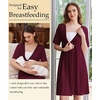 image:imageEkouaer Labor and Delivery Gown for Hospital V Neck Maternity Nursing Dress  Birthing Gown Open Back Button closure Skinfriendly Short Sleeve Split Front Flap Stretchy Breastfeeding CsectionMaroon