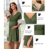 image:imageEkouaer Labor and Delivery Gown for Hospital V Neck Maternity Nursing Dress  Birthing Gown Open Back Button closure Skinfriendly Short Sleeve Split Front Flap Stretchy Breastfeeding CsectionArmy Green