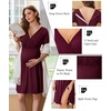 image:imageEkouaer Labor and Delivery Gown for Hospital V Neck Maternity Nursing Dress  Birthing Gown Open Back Button closure Skinfriendly Short Sleeve Split Front Flap Stretchy Breastfeeding CsectionMaroon