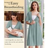 image:imageEkouaer Labor and Delivery Gown for Hospital V Neck Maternity Nursing Dress  Birthing Gown Open Back Button closure Skinfriendly Short Sleeve Split Front Flap Stretchy Breastfeeding CsectionDusty Green
