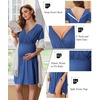 image:imageEkouaer Labor and Delivery Gown for Hospital V Neck Maternity Nursing Dress  Birthing Gown Open Back Button closure Skinfriendly Short Sleeve Split Front Flap Stretchy Breastfeeding CsectionGrey Blue
