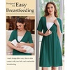 image:imageEkouaer Labor and Delivery Gown for Hospital V Neck Maternity Nursing Dress  Birthing Gown Open Back Button closure Skinfriendly Short Sleeve Split Front Flap Stretchy Breastfeeding CsectionDark Green