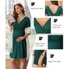 image:imageEkouaer Labor and Delivery Gown for Hospital V Neck Maternity Nursing Dress  Birthing Gown Open Back Button closure Skinfriendly Short Sleeve Split Front Flap Stretchy Breastfeeding CsectionDark Green