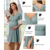 image:imageEkouaer Labor and Delivery Gown for Hospital V Neck Maternity Nursing Dress  Birthing Gown Open Back Button closure Skinfriendly Short Sleeve Split Front Flap Stretchy Breastfeeding CsectionDusty Green