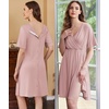 image:imageEkouaer Labor and Delivery Gown for Hospital V Neck Maternity Nursing Dress  Birthing Gown Open Back Button closure Skinfriendly Short Sleeve Split Front Flap Stretchy Breastfeeding CsectionMauve