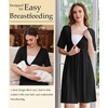 image:imageEkouaer Labor and Delivery Gown for Hospital V Neck Maternity Nursing Dress  Birthing Gown Open Back Button closure Skinfriendly Short Sleeve Split Front Flap Stretchy Breastfeeding CsectionBlack