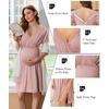 image:imageEkouaer Labor and Delivery Gown for Hospital V Neck Maternity Nursing Dress  Birthing Gown Open Back Button closure Skinfriendly Short Sleeve Split Front Flap Stretchy Breastfeeding CsectionMauve