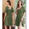 image:imageEkouaer Labor and Delivery Gown for Hospital V Neck Maternity Nursing Dress  Birthing Gown Open Back Button closure Skinfriendly Short Sleeve Split Front Flap Stretchy Breastfeeding CsectionArmy Green