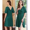 image:imageEkouaer Labor and Delivery Gown for Hospital V Neck Maternity Nursing Dress  Birthing Gown Open Back Button closure Skinfriendly Short Sleeve Split Front Flap Stretchy Breastfeeding CsectionDark Green