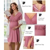 image:imageEkouaer Labor and Delivery Gown for Hospital V Neck Maternity Nursing Dress  Birthing Gown Open Back Button closure Skinfriendly Short Sleeve Split Front Flap Stretchy Breastfeeding CsectionGrey Purple