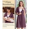 image:imageEkouaer Labor and Delivery Gown for Hospital V Neck Maternity Nursing Dress  Birthing Gown Open Back Button closure Skinfriendly Short Sleeve Split Front Flap Stretchy Breastfeeding CsectionPurple Red