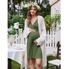 image:imageEkouaer Labor and Delivery Gown for Hospital V Neck Maternity Nursing Dress  Birthing Gown Open Back Button closure Skinfriendly Short Sleeve Split Front Flap Stretchy Breastfeeding CsectionArmy Green