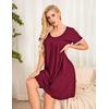 image:imageEkouaer Womens Nightgown Short Sleeve Sleepwear Soft Pleated Sleepshirt  Women Scoopneck Nightshirt Loose Night Gown YearRound Sleep Dress Maternity Labor Gown Outdoor LoungewearWinered