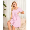 image:imageEkouaer Womens Nightgown Short Sleeve Sleepwear Soft Pleated Sleepshirt  Women Scoopneck Nightshirt Loose Night Gown YearRound Sleep Dress Maternity Labor Gown Outdoor LoungewearMistyrose