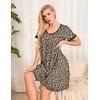 image:imageEkouaer Womens Nightgown Short Sleeve Sleepwear Soft Pleated Sleepshirt  Women Scoopneck Nightshirt Loose Night Gown YearRound Sleep Dress Maternity Labor Gown Outdoor LoungewearLeopard