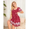 image:imageEkouaer Womens Nightgown Short Sleeve Sleepwear Soft Pleated Sleepshirt  Women Scoopneck Nightshirt Loose Night Gown YearRound Sleep Dress Maternity Labor Gown Outdoor LoungewearRed White Flower