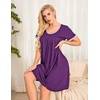image:imageEkouaer Womens Nightgown Short Sleeve Sleepwear Soft Pleated Sleepshirt  Women Scoopneck Nightshirt Loose Night Gown YearRound Sleep Dress Maternity Labor Gown Outdoor LoungewearPurple